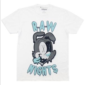 RAW NIGHTS AQUA CHENILLE CREW NECK - WHITE